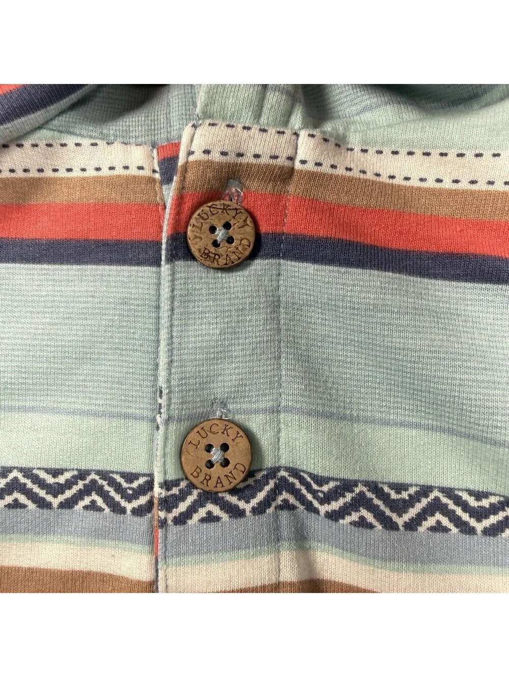 Lucky Brand Boys XL Baja Hoodie Southwestern Striped Henley Pullover